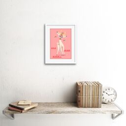 "Artery8 Wall Art Print Stag Dazed with Birds Art Framed 9x7 inch in White - Size: W7"" x H9""" - thumbnail 2