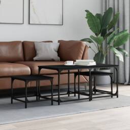 Berkfield Home Nesting Coffee Tables 3 pcs Black Engineered Wood - thumbnail 2