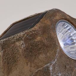 Lighting Collection TerraBeam Solar LED Outdoor Rock Lights in Brown - thumbnail 4