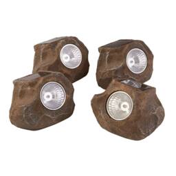 Lighting Collection TerraBeam Solar LED Outdoor Rock Lights in Brown - thumbnail 2