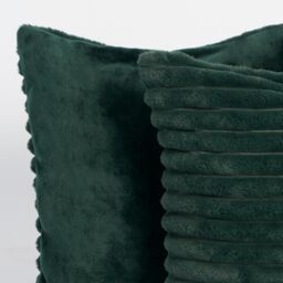 OHS 4 x Faux Fur Thick Rib Filled Cushion Covers in Green - Size: 45 cm x 45 cm - thumbnail 2