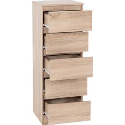 Seconique Malvern 5 Drawer Narrow Chest - Sonoma Oak in Light Oak - thumbnail 3