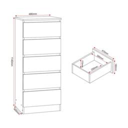 Seconique Malvern 5 Drawer Narrow Chest - Sonoma Oak in Light Oak - thumbnail 8