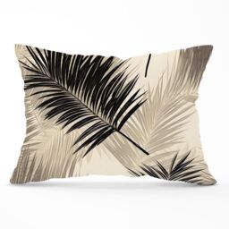 Warren Reed - Designer Black & White Tropical Palm Leaves Cushions in Grey - Size: 60 cm x 60 cm - thumbnail 1