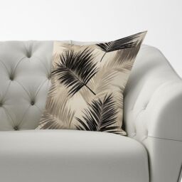 Warren Reed - Designer Black & White Tropical Palm Leaves Cushions in Grey - Size: 60 cm x 60 cm - thumbnail 3