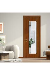 Living and Home White Rounded Rectangular Metal Frame Door/Wall Mount Mirror for Hallway, Bedroom & Bathroom, 28cm W x 118cm H - thumbnail 2
