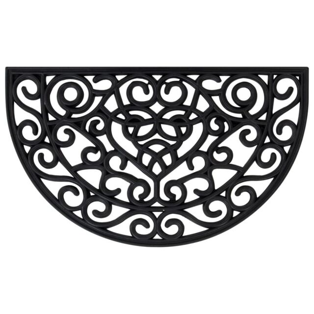 Berkfield Home Door Mat Half Round 45x75 cm Rubber in Black - image 1