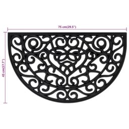Berkfield Home Door Mat Half Round 45x75 cm Rubber in Black - thumbnail 6