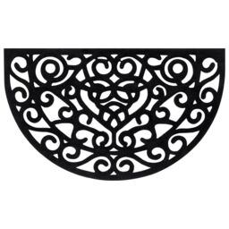 Berkfield Home Door Mat Half Round 45x75 cm Rubber in Black - thumbnail 3
