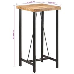 Berkfield Home Beautiful Bar Table 55x55x107 cm Solid Wood Mango & Iron in Brown - Size: 55 x 55 x 107 cm - thumbnail 7
