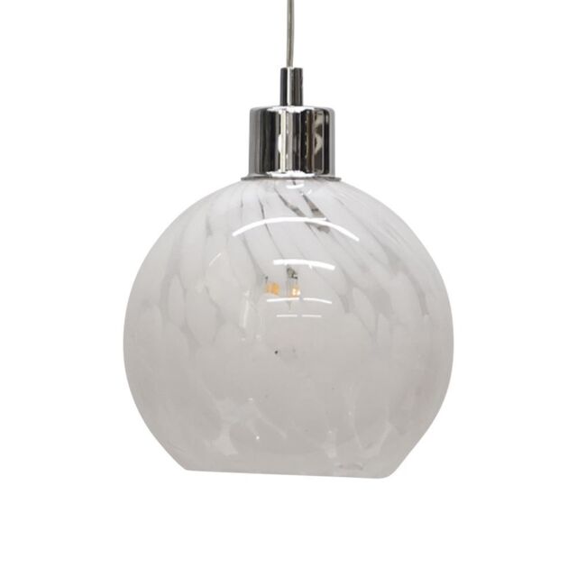 First Choice Lighting Confetti - Glass Globe with Chrome Pendant Fitting in White - image 1