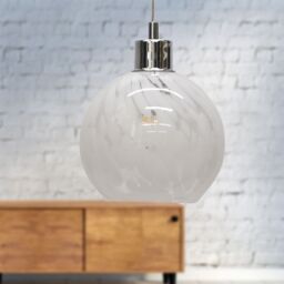 First Choice Lighting Confetti - Glass Globe with Chrome Pendant Fitting in White - thumbnail 4