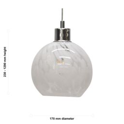 First Choice Lighting Confetti - Glass Globe with Chrome Pendant Fitting in White - thumbnail 5