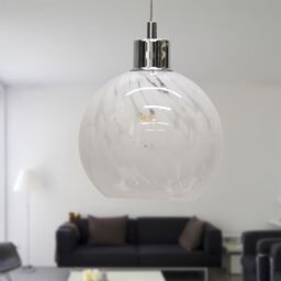 First Choice Lighting Confetti - Glass Globe with Chrome Pendant Fitting in White - thumbnail 3