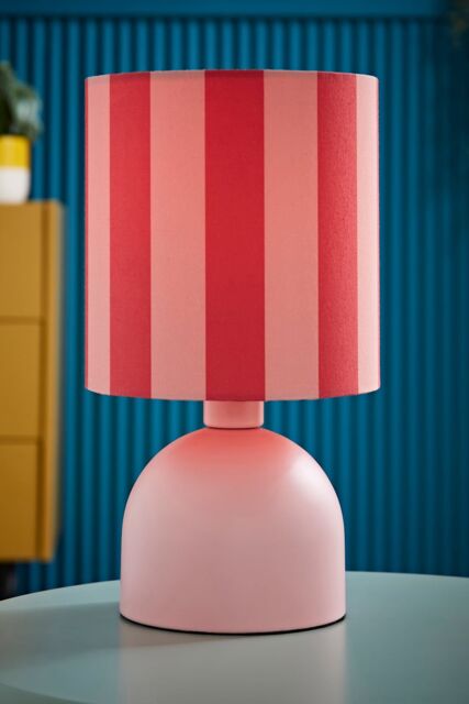 ValueLights Mileys Pink Stripes Drum Lamp Shade Pale Pink Table Lamp - image 1