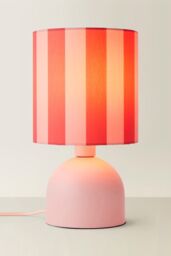 ValueLights Mileys Pink Stripes Drum Lamp Shade Pale Pink Table Lamp - thumbnail 3