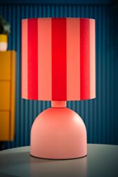 ValueLights Mileys Pink Stripes Drum Lamp Shade Pale Pink Table Lamp - thumbnail 2