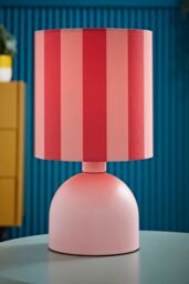 ValueLights Mileys Pink Stripes Drum Lamp Shade Pale Pink Table Lamp - thumbnail 1