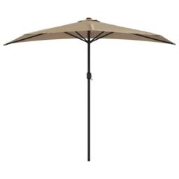 Berkfield Home Balcony Parasol with Aluminium Pole Taupe 270x144 cm Half in Beige - thumbnail 3