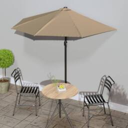 Berkfield Home Balcony Parasol with Aluminium Pole Taupe 270x144 cm Half in Beige - thumbnail 1