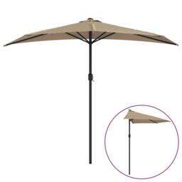 Berkfield Home Balcony Parasol with Aluminium Pole Taupe 270x144 cm Half in Beige - thumbnail 2