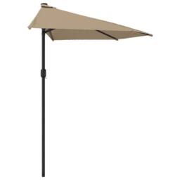 Berkfield Home Balcony Parasol with Aluminium Pole Taupe 270x144 cm Half in Beige - thumbnail 4