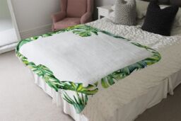 Benjamin Tate Design Botanical Leaves Border Blanket in Natural - Size: 120 cm x 150 cm - thumbnail 3