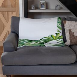 Benjamin Tate Design Botanical Leaves Border Blanket in Natural - Size: 120 cm x 150 cm - thumbnail 2