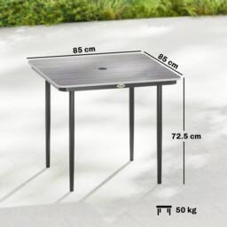 OUTSUNNY Garden Dining Table, Outdoor Table with Umbrella Hole in Light Grey - thumbnail 3
