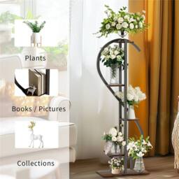 Kelvenix 5-Tier Vertical S-Shaped Plant Stand Corner Flower Holder Shelf in Black - thumbnail 3