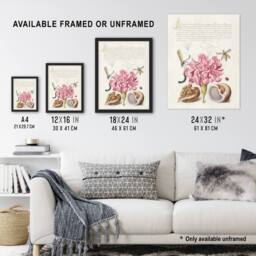 "Artery8 Carnation Walnut & Mollusk Calligraphy Framed Wall Art Print in White - Size: W12"" x H16""" - thumbnail 3