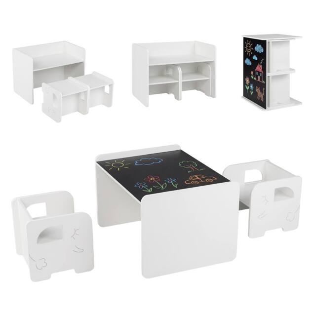 CASART 3PCS Kids Table & Chair Set Toddler Table & 2 Chairs w/Chalkboard in White - image 1