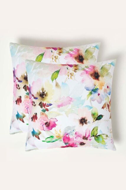 Homescapes Luxury Waterproof Multicolour Flowers Outdoor Cushion 45 x 45 cm, Set of 2 - Size: 45 cm x 45 cm - image 1