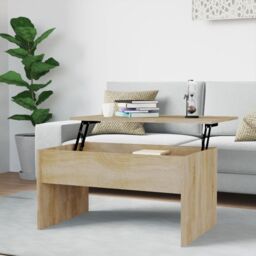 Berkfield Home Coffee Table Sonoma Oak 80x50.5x41.5 cm Engineered Wood in Brown - thumbnail 1