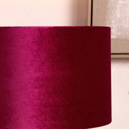 Ruma Fuchsia Pink Velvet Cylinder Lampshade for Table Lamps in Red - Size: 18 inches - thumbnail 2