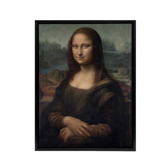 "Artery8 Portrait of Mona Lisa del Giocondo da Vinci Black Framed Canvas Art - Size: W12"" x H16""" - image 1