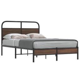Berkfield Home Elegant Bed Frame without Mattress 140x200 cm Brown Oak Engineere - thumbnail 2