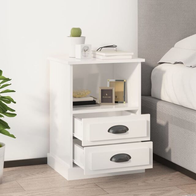 Berkfield Home Bedside Cabinets 2 pcs High Gloss White 43x36x60 cm - Size: 43 x 36 x 60 cm - image 1