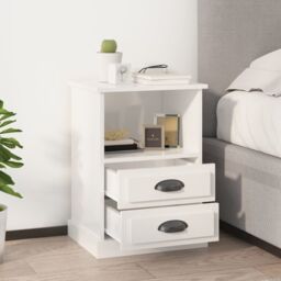 Berkfield Home Bedside Cabinets 2 pcs High Gloss White 43x36x60 cm - Size: 43 x 36 x 60 cm - thumbnail 1