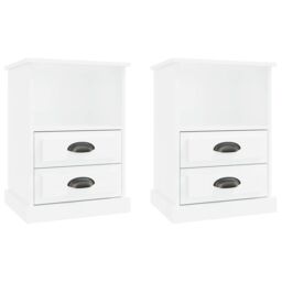 Berkfield Home Bedside Cabinets 2 pcs High Gloss White 43x36x60 cm - Size: 43 x 36 x 60 cm - thumbnail 2