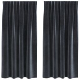 Berkfield Home Blackout Curtains with Top Tape 2 pcs Dark Grey Velvet - thumbnail 2