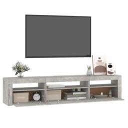 Berkfield Home TV Cabinet with LED Lights Concrete Grey 195x35x40 cm - Size: 195 x 35 x 40 cm - thumbnail 6