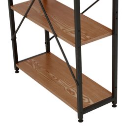 Orsina Light Yellow Desk With Black Metal Frame & Shelves, Shelf Unit With Open Frame Structure, Ideal For Office in Natural - thumbnail 6