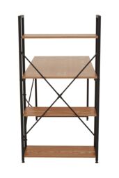 Orsina Light Yellow Desk With Black Metal Frame & Shelves, Shelf Unit With Open Frame Structure, Ideal For Office in Natural - thumbnail 3