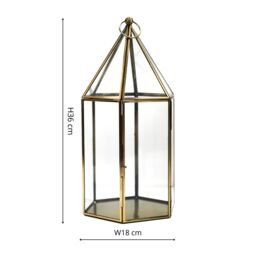 Ivyline Glasshouse Terrarium Antique Brass, H36cm x W18cm- Perfect for Gifting in Metallics - thumbnail 4