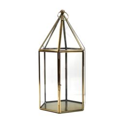 Ivyline Glasshouse Terrarium Antique Brass, H36cm x W18cm- Perfect for Gifting in Metallics - thumbnail 2