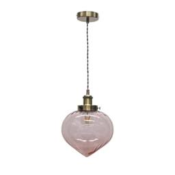 First Choice Lighting Layla - Pink Vintage Design Pendant Light with Antique Brass Flex Set