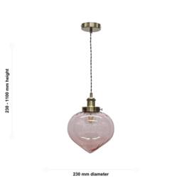 First Choice Lighting Layla - Pink Vintage Design Pendant Light with Antique Brass Flex Set - thumbnail 5