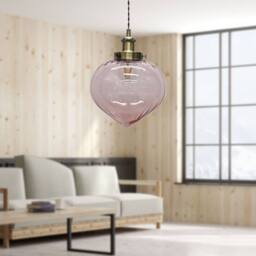 First Choice Lighting Layla - Pink Vintage Design Pendant Light with Antique Brass Flex Set - thumbnail 4