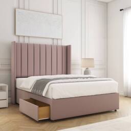"BSSPOKE Hannah Divan Bed Plush 2 Drawers Footend & 54"" Headboard No Mattress in Pink - Size: Super King" - thumbnail 1
